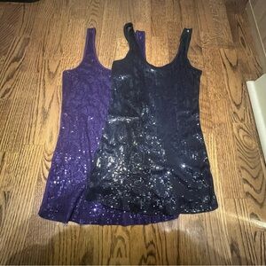 2 Sequin Front Sleeveless Dark Blue and Purple Petite Medium